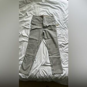 Free People Grey and Cream Striped Pants